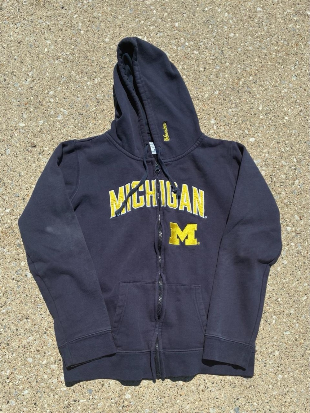 J. America Navy Kids Zip-Up Hoodie with Yellow Michigan Logo